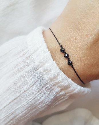 Minimalistyczna bransoletka z Turmalinem - black, Szmaragdowa Polana