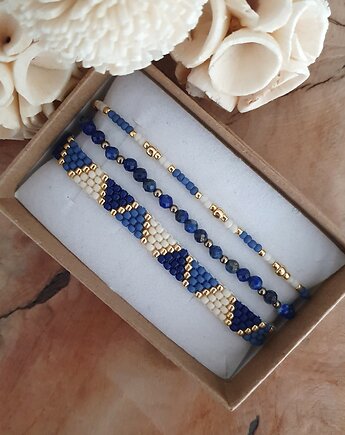 Niebieski zestaw bransoletek, LEI handmade 