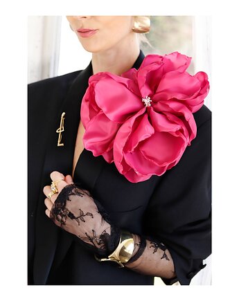 Duża broszka kwiat różowa, Celina Parysów