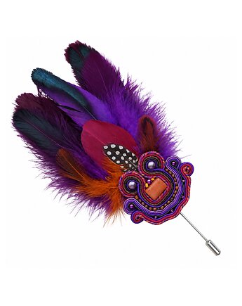 Jesienna broszka sutasz z piórami, Mró Soutache