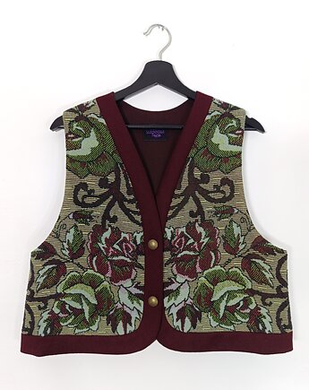 Kamizelka L z żakardowej narzuty z okresu PRL-u, kapotka