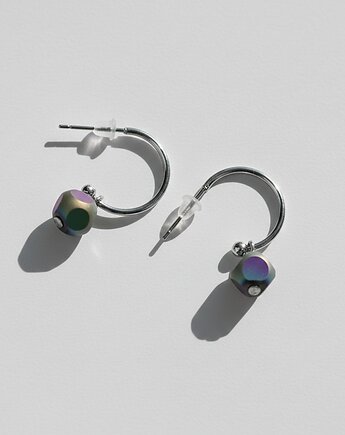 Minimalistyczne kolczyki srebrne z kostką, All My Jewelry