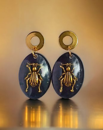 UNIKATOWE  kolczyki z żywicy : kolekcja INSECTS, kaktusia