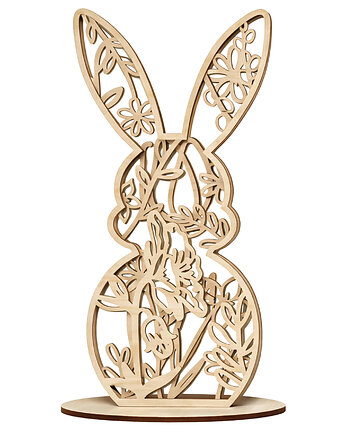 Królik Zajączek Drewniana Figurka 3D SKLEJKA na Wielkanoc do Koszyka 15cm, smxdsgn