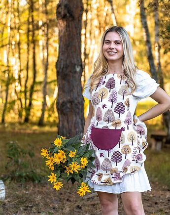 Elegancki Fartuch Kuchenny Jesienny - PREZENT dla Mamy, Przyjaciółki, Madame Mami