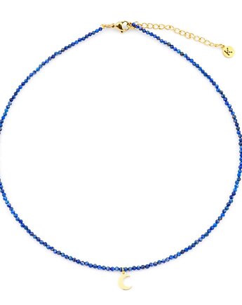 Niebieski Lapis Lazuli - naszyjnik z kamieni naturalnych z zawieszką - złota, Kulka Bransoletki