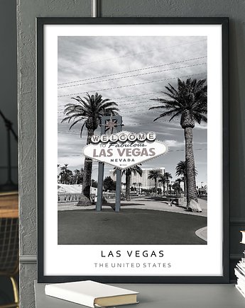 Plakat  czarno biały - MIASTO LAS VEGAS, raspberryEM