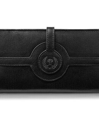 Portfel damski ze skóry licowej czarny duży  poziomy Paolo Peruzzi T-134-BL, Paolo Peruzzi