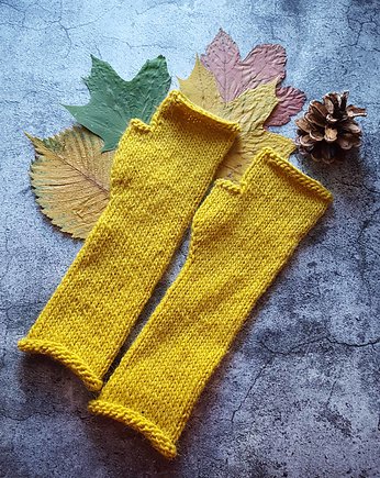 Mitenki z wełny owczej i lamy żółty miodowy, Made by Jaga