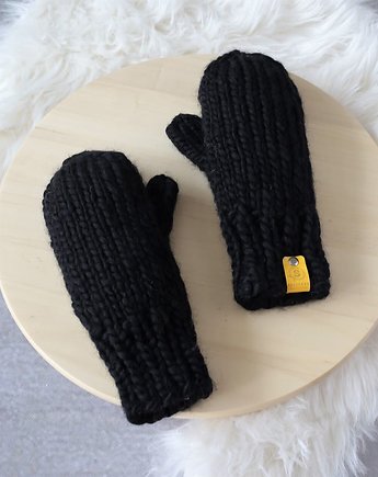 WOOLY wełniane rękawiczki- czarne, sploteka