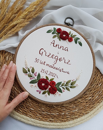 Tamborek ELEGANCKI HAFT NA ROCZNICĘ ŚLUBU - pamiątka, rocznica, ślub, madlenkova