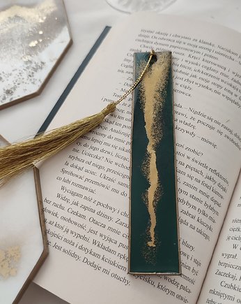zakładka do książki butelkowa zieleń, White Resin Design