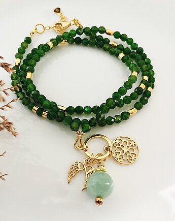 NASZYJNIK DIOPSYD ze skrzydełkami i zawieszką, Anemon Atelier