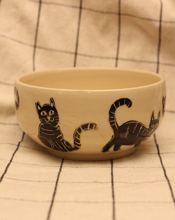 Ceramiczna miska w koty ręcznie robiona, Lvvia ceramics
