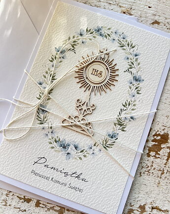 Kartka komunijna ręcznie robiona - pamiątka komunijna