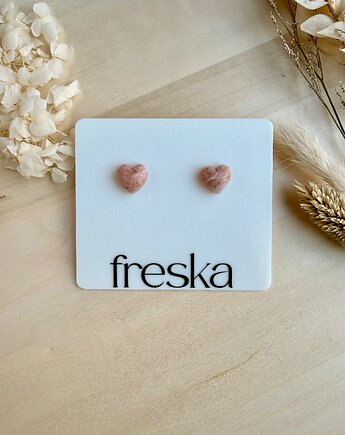 Kolczyki Serca 3D - pastelowe marmurki+złoto - LIMITOWANE, freska