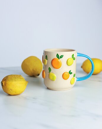 Ceramiczny kubek w cytrusy 300 ml, Naturalnie, Z Gliny