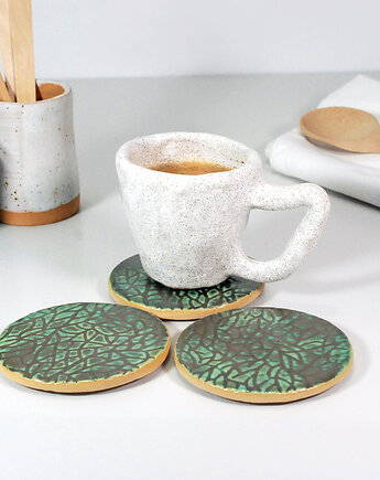 Złoto-zielone ceramiczne podkładek na stół, 10FingersArt