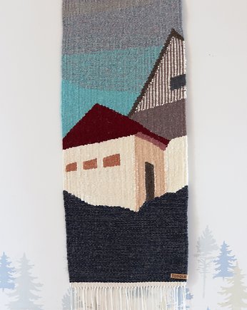 Ręcznie tkany kilim - makatka wełniana - MAZURSKI DUŻY DOM, Topole 