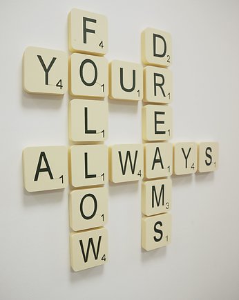 Kostki SCRABBLE 3D - ALWAYS FOLLOW YOUR DREAMS, NICE HOUSE
