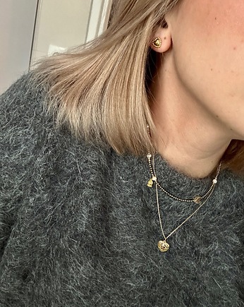 Delikatny choker w kolorze ciemnego złota i brązu z dodatkiem perełek, BeeŻuuu Maja Pluta