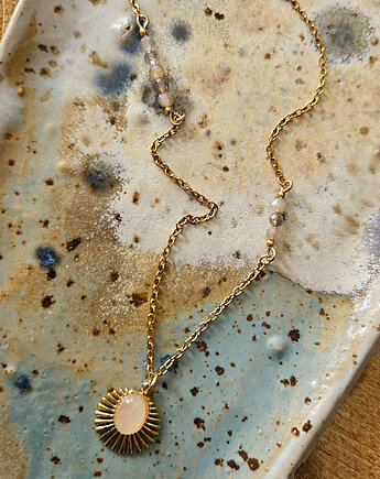 Naszyjnik z kryształem górskim i kamieniem słonecznym, REVEAL