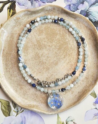 Naszyjnik z akwamarynem i  niezapominajkami, Colie