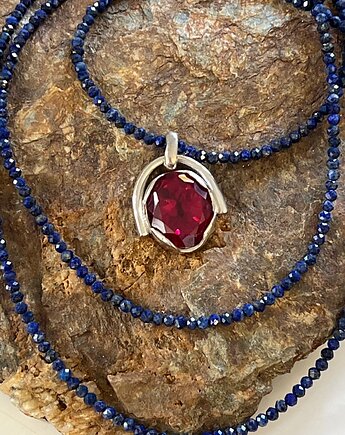 Srebrna zawieszka  z cyrkonią + sodolit  - VINTAGE od Babci Aliny, Ade Art