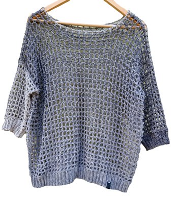 Ażurowy sweter z bawełny farbowanej naturalnie, HERBE DESIGN