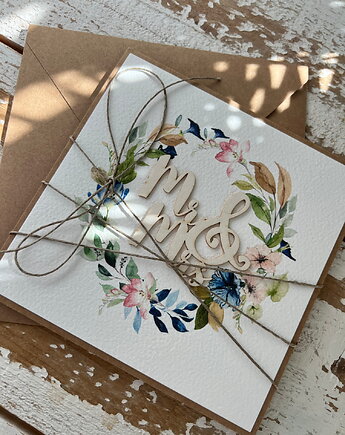 Wyjątkowa kartka ślubna - Mr&Mrs, sorte