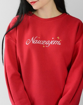 Czerwona bluza świąteczna "Nawzajem", WHITE RVBBIT