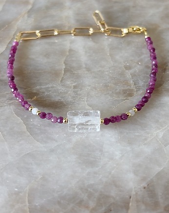 Bransoletka damska Rubin, Kamień księżycowy i Cytryn, Chmolowska Jewellery