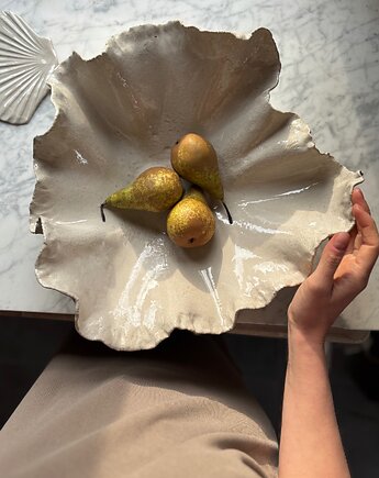 Ceramiczna Handmade Misa Japandi XXL na Owoce i Sałaty Perłowa Biel, Maison Fragile