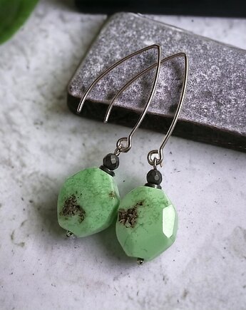 LUX. UNIKATOWE kolczyki : chryzopraz, kaktusia