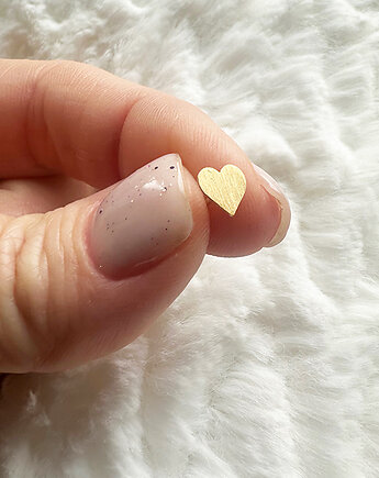 Złote kolczyki serca, mini  sztyfty serduszka, komunia, Anemon Atelier