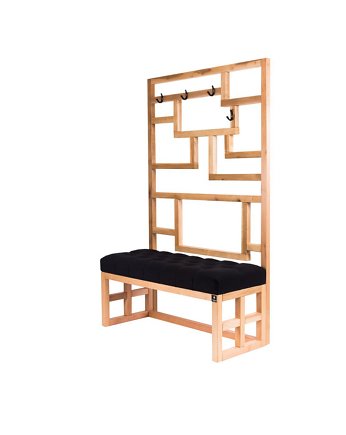 Ławka Szafka Pufa Pikowane Siedzisko Czarny Wieszak LPP-70, EMRA WOOD DESIGN