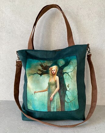 Duża torba na ramię - z serii Duchy lasu, PRACOWNIA 166