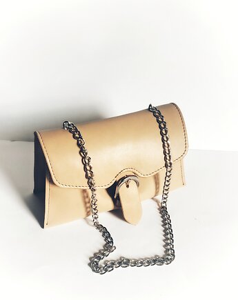 Flora Color Nude skórzana torebka na łańcuszku, PAWDECO