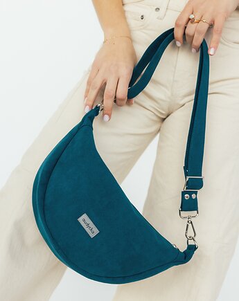 Mini ROGALIK z nubuku ekologicznego w kolorze TURKUSOWYM, Karolina Audycka