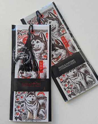 Zakładka do książek / Akita/ Psy / Chwost / Nit / Tłoczone / Letterpress, drukanturium