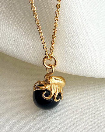 Naszyjnik  z ośmiornicą i perłą, złota ośmiornica na wakacje, Anemon Atelier