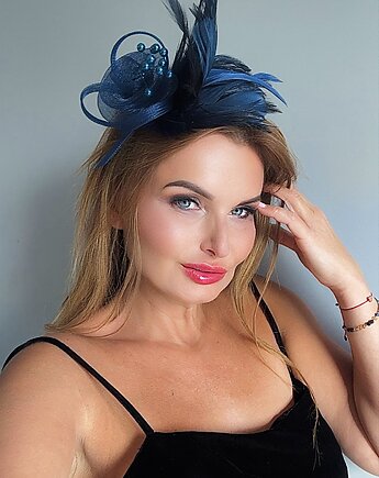 Fascynator FIFI  granatowy, Monika Saxton luxurious millinery