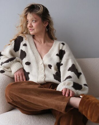 Kardigan Cow, merino i kaszmir, Sirka Handmade