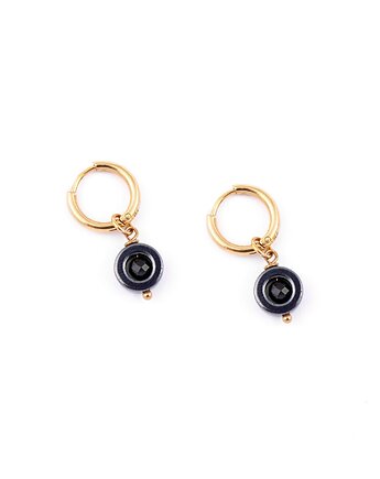 Kolczyki koła grafitowo-złote - wybierz swój kamień 12mm, Kulka Bransoletki