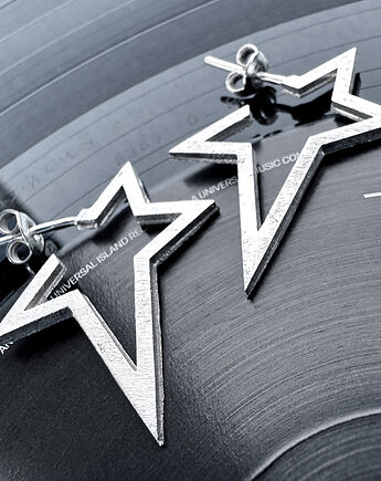 Srebrne kolczyki wkrętki Gwiazdki Rockstar light, wersja większa, SHAMBALA