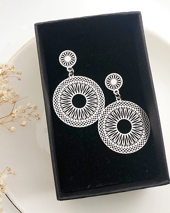 Wiszące  Kolczyki koła, srebrne koła, Anemon Atelier