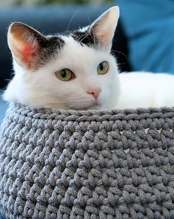 Legowisko bawełniane dla kota, szare ze sznurka, THE MISS CAT