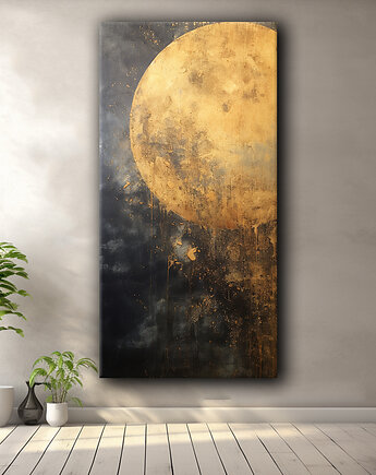 Abstrakcyjny księżyc - Obraz na płótnie - Druk, Blejtrama, Loft #3, Black Sapphire Art