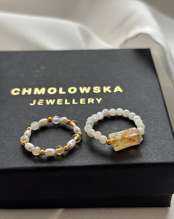 Zestaw Pierścionków elastycznych cytryn, Chmolowska Jewellery