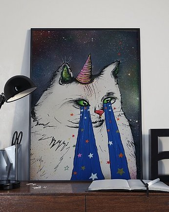 Plakat Kot jednorożec - A3, MOSKIT Marta Oniszk